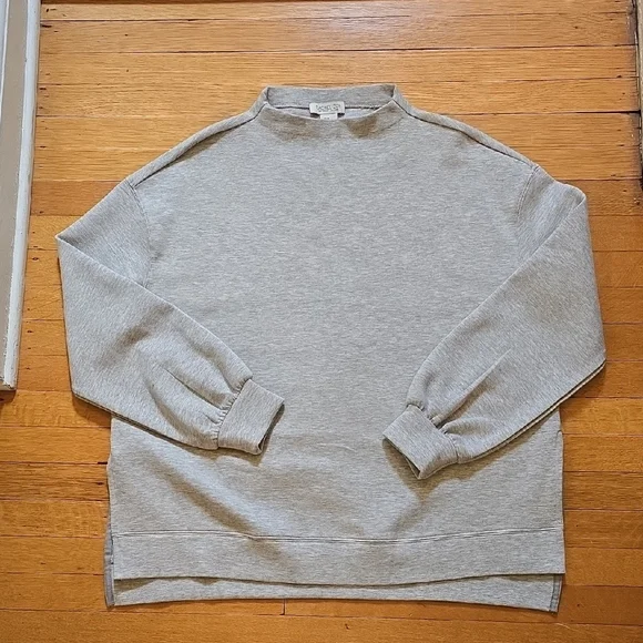 Rachel Zoe, Mockneck Boxy Drop Shoulder Sweatshirt, Gray, EUC, Women's XL - Picture 1 of 14